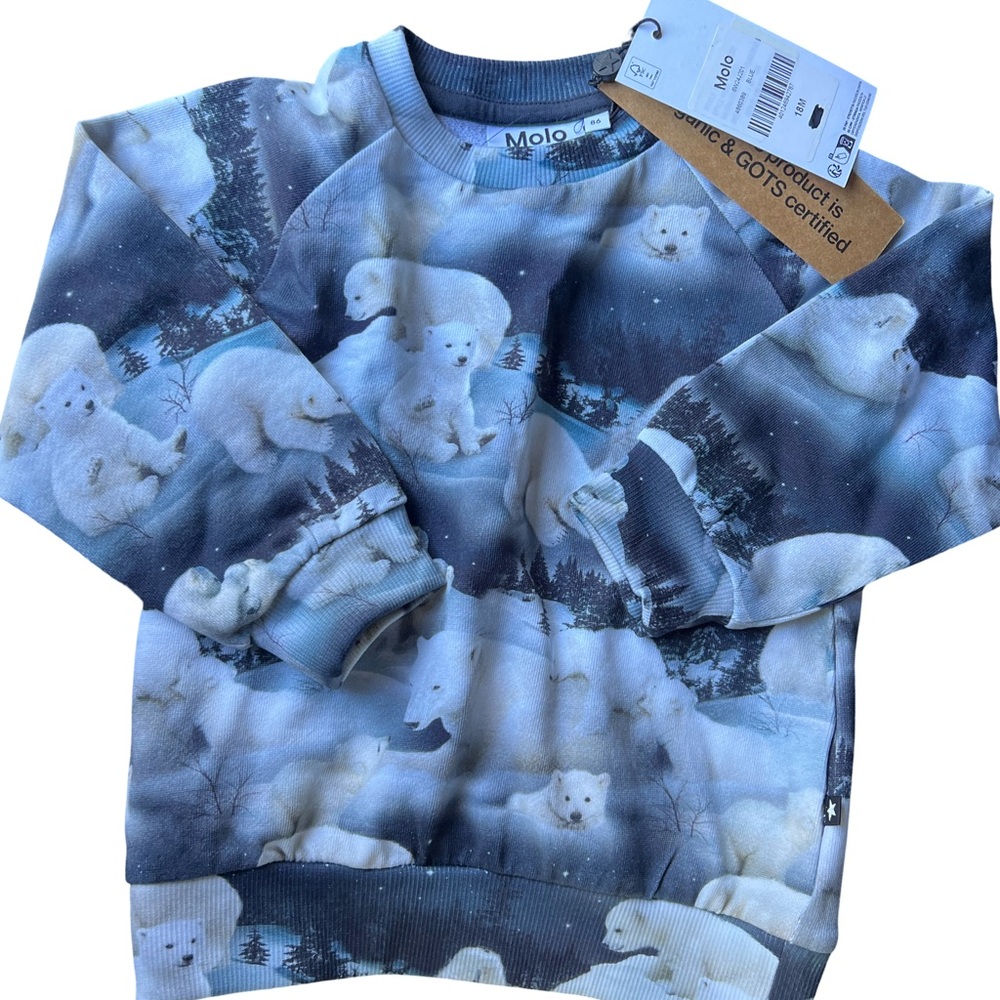 Toddler Molo Polar Bear Sweatshirt. Sz 18 months w tags